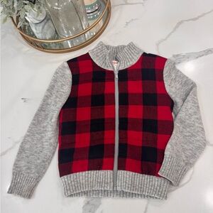 Cat and Jack Buffalo Plaid Zip-Up Sweater - Size 5T